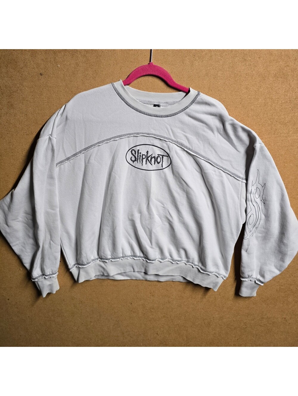 H&M Divided Slipknot White Oversized Printed Sweatshirt Crewneck Women's L